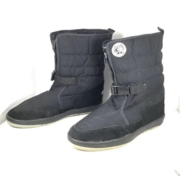 Khombu Women Winter Snow Boots Zipper Closure Buckles Black Size 12