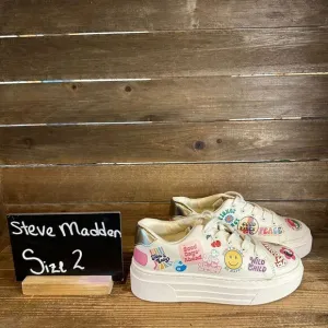 Kids Steve Madden Be Happy Multicolor Graphic Design Sneakers Shoes Size 2‎ Y