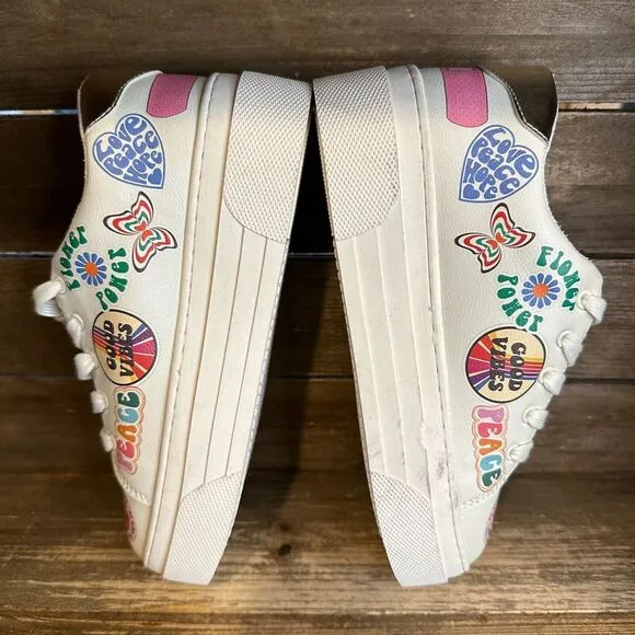 Kids Steve Madden Be Happy Multicolor Graphic Design Sneakers Shoes Size 2‎ Y