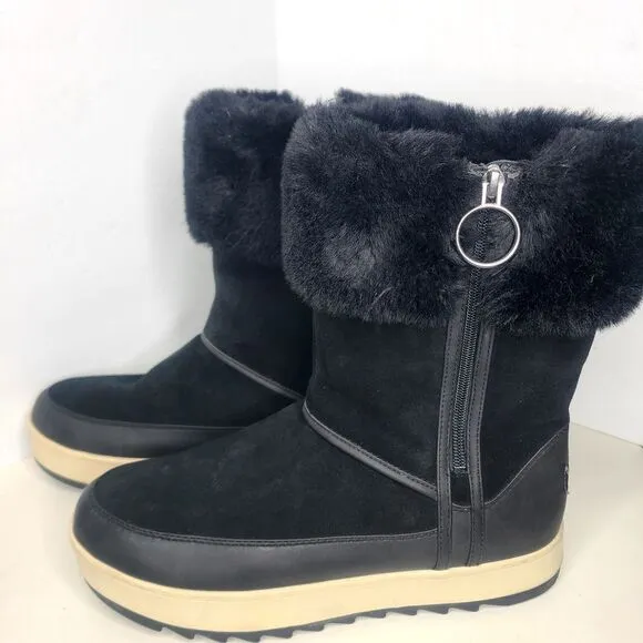 Koolaburra by UGG Women's Tynlee Snow Faux Fur Zip Boots‎ Size 11 Black
