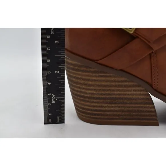 Korks by Kork Ease Womens Size 8 Heidi Block Heel Tan PU Zip Booties Boots