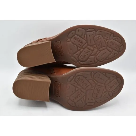 Korks by Kork Ease Womens Size 8 Heidi Block Heel Tan PU Zip Booties Boots