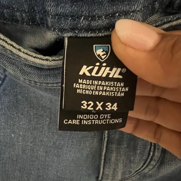 Kuhl Klassik Fit Stretch Jeans Mens 32x34 Indigo Dye Light Blue Workwear Denim