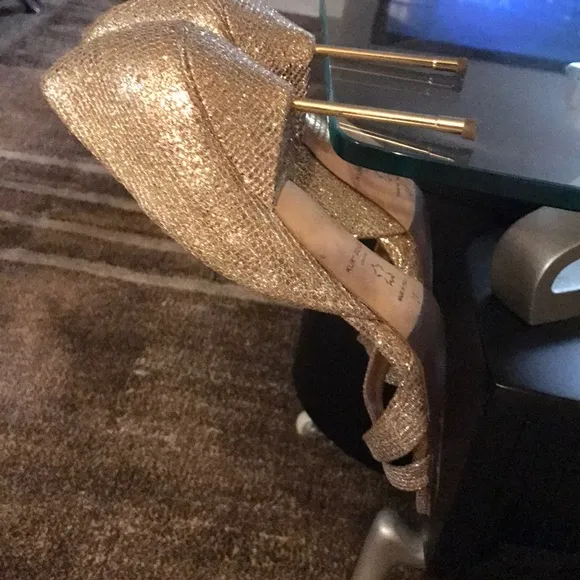 Kurt Geiger Beverly Gold Open Toe Stilettos