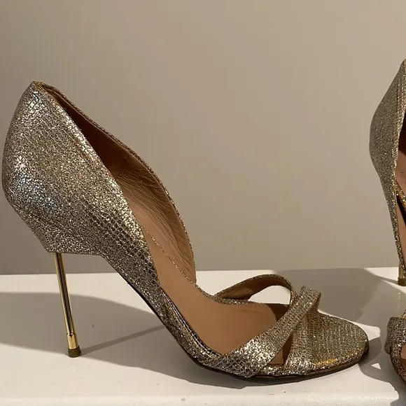 Kurt Geiger Beverly Gold Open Toe Stilettos