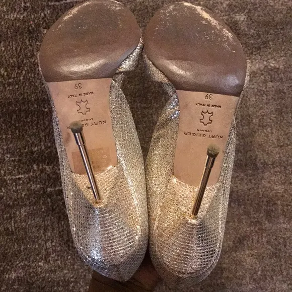Kurt Geiger Beverly Gold Open Toe Stilettos