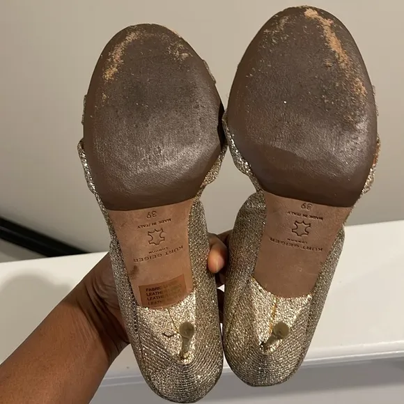 Kurt Geiger Beverly Gold Open Toe Stilettos