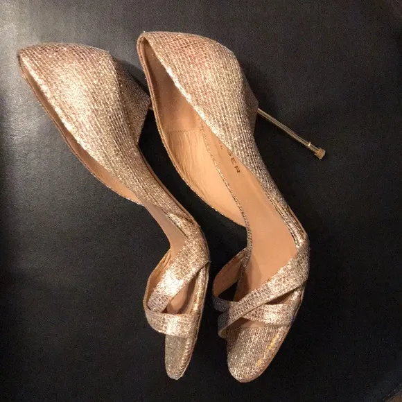 Kurt Geiger Beverly Gold Open Toe Stilettos