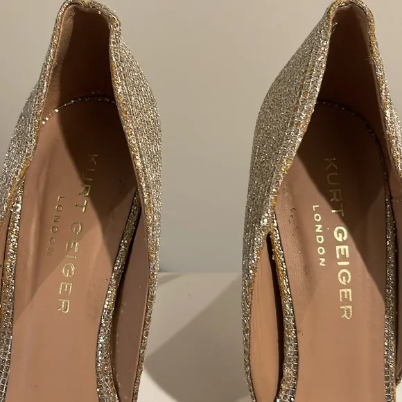 Kurt Geiger Beverly Gold Open Toe Stilettos