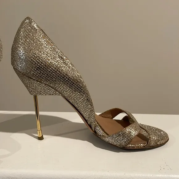 Kurt Geiger Beverly Gold Open Toe Stilettos