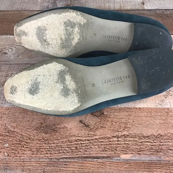 Lafayette 148 Womens Size 8 Flats Slip On Teel Blue Green Weddings Formal Events