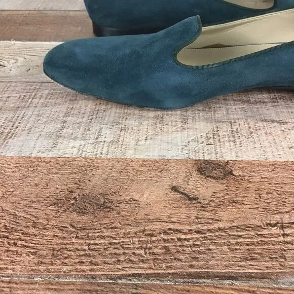 Lafayette 148 Womens Size 8 Flats Slip On Teel Blue Green Weddings Formal Events