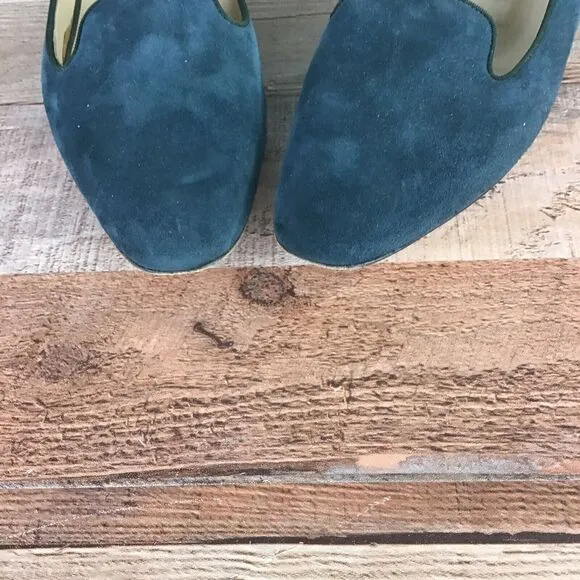 Lafayette 148 Womens Size 8 Flats Slip On Teel Blue Green Weddings Formal Events