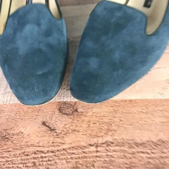 Lafayette 148 Womens Size 8 Flats Slip On Teel Blue Green Weddings Formal Events