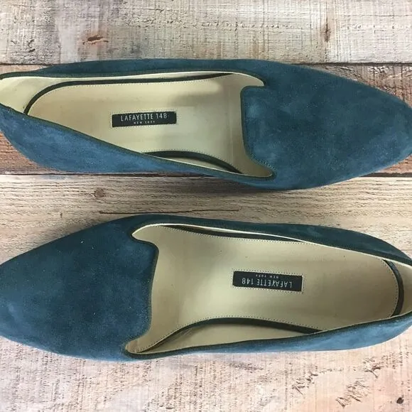 Lafayette 148 Womens Size 8 Flats Slip On Teel Blue Green Weddings Formal Events