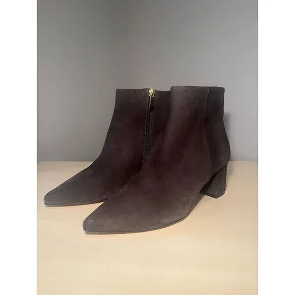 L'Agence Women Jeanne II Pointed Toe Graphite Suede Bootie Size 9 - New Cond