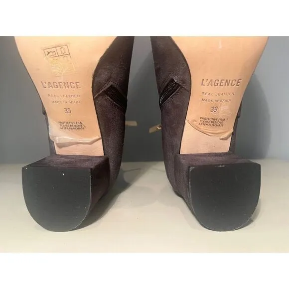 L'Agence Women Jeanne II Pointed Toe Graphite Suede Bootie Size 9 - New Cond