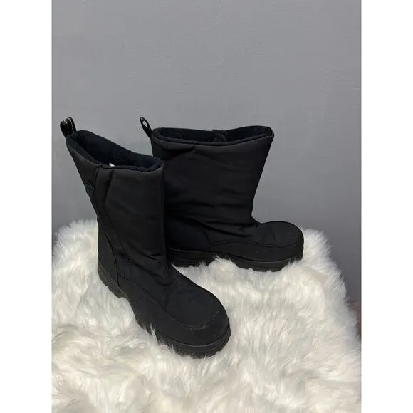 Lands End black Big kids snow boots reflective size 6