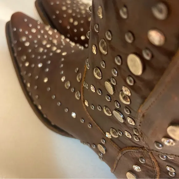 Lane Brown‎ Women’s Sparks Fly Studded South Western Rodeo Brown Leather Boots