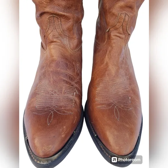 Laredo Brown Men’s Western Cowboy Leather Boots Size 10M