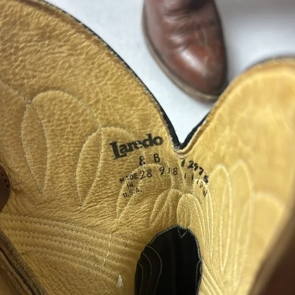 Laredo Cowboy Boots 8 Men’s Leather Western Made in the USA Rodeo