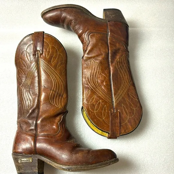 Laredo Cowboy Boots 8 Men’s Leather Western Made in the USA Rodeo