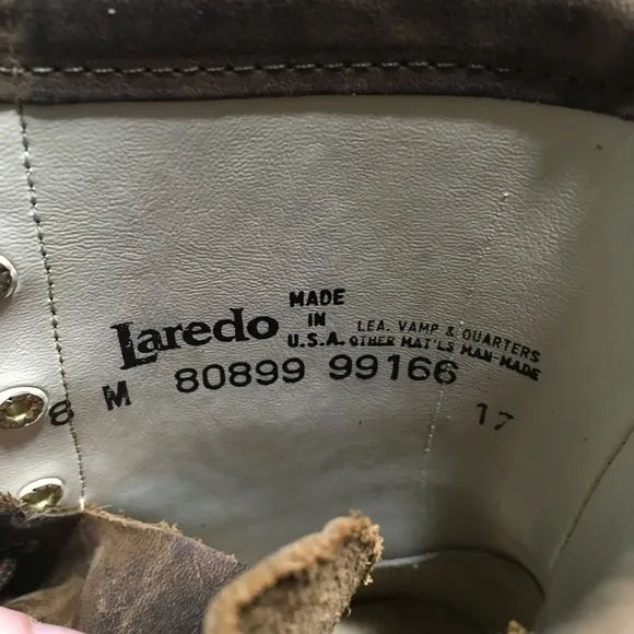 Laredo Kiltie Roper Lace Up Brown Marbled Work Boots “Worn In” Made in the USA