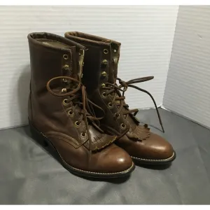 Laredo Kiltie Roper Lace Up Brown Marbled Work Boots “Worn In” Made in the USA