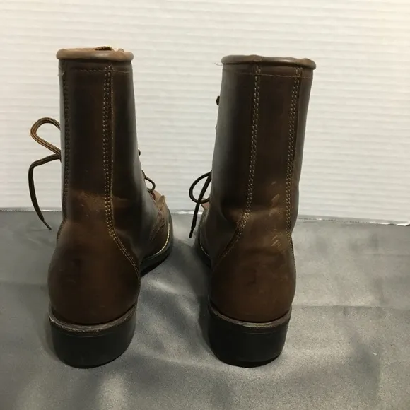 Laredo Kiltie Roper Lace Up Brown Marbled Work Boots “Worn In” Made in the USA
