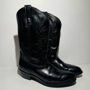 Laredo Paris Cowboy Western Boots Black Leather Cowhide Men's Size 10D #4240