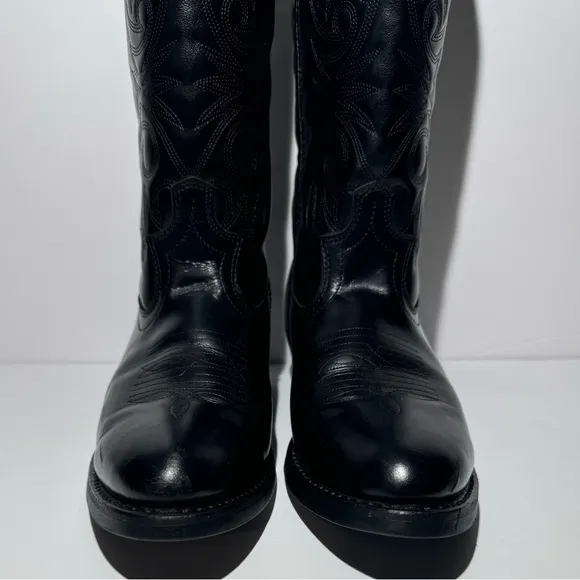 Laredo Paris Cowboy Western Boots Black Leather Cowhide Men's Size 10D #4240