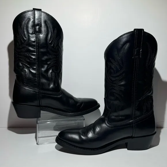 Laredo Paris Cowboy Western Boots Black Leather Cowhide Men's Size 10D #4240