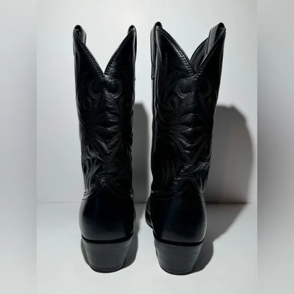 Laredo Paris Cowboy Western Boots Black Leather Cowhide Men's Size 10D #4240