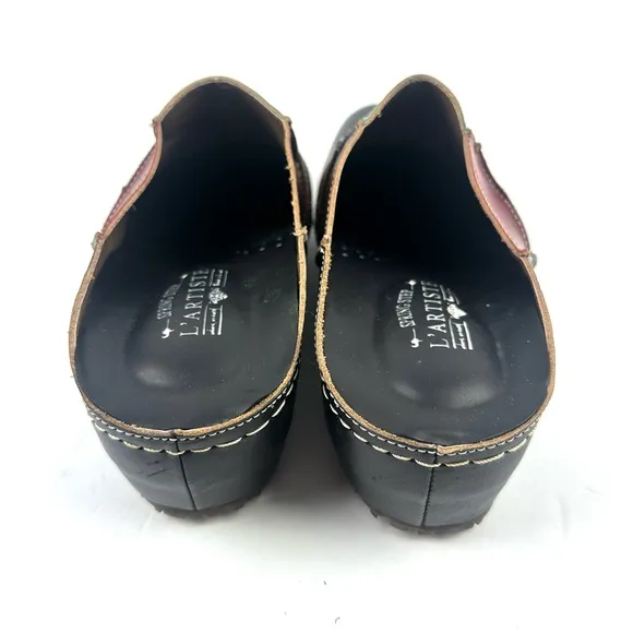 L'artiste Spring Step Ridgeview Shoes 41 Leather Colorful Slip On Mules NEW