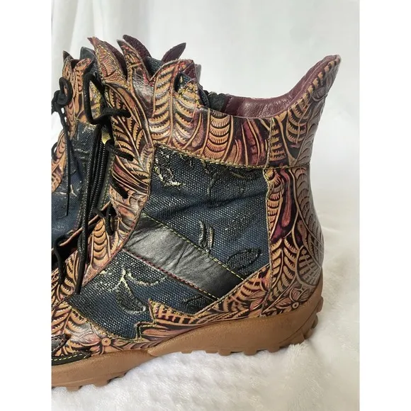 L'Artiste Spring Step Women 10/41 Ileana Leather Boots Zip Maximalist Artsy Fun