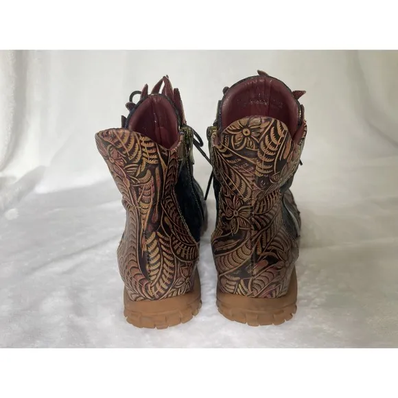 L'Artiste Spring Step Women 10/41 Ileana Leather Boots Zip Maximalist Artsy Fun
