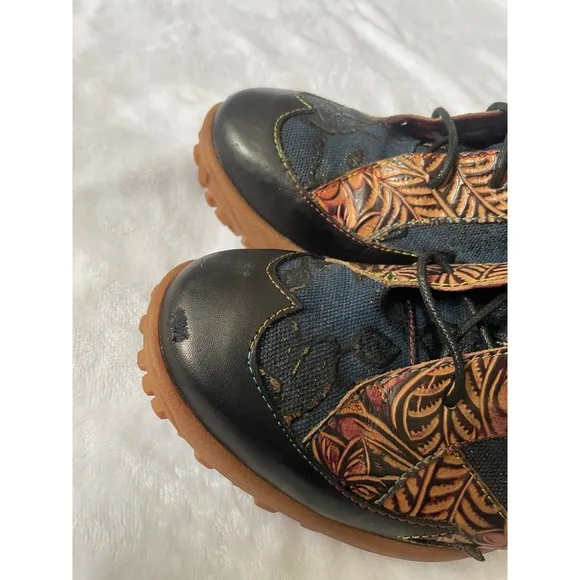 L'Artiste Spring Step Women 10/41 Ileana Leather Boots Zip Maximalist Artsy Fun