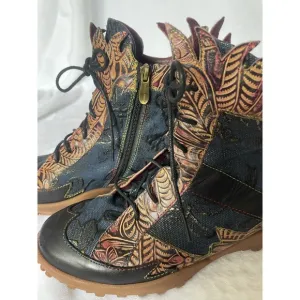 L'Artiste Spring Step Women 10/41 Ileana Leather Boots Zip Maximalist Artsy Fun