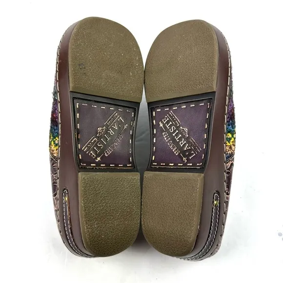 L'artiste Spring Step Zigino Shoes 38 Wool Leather Colorful Slip On Mules Womens