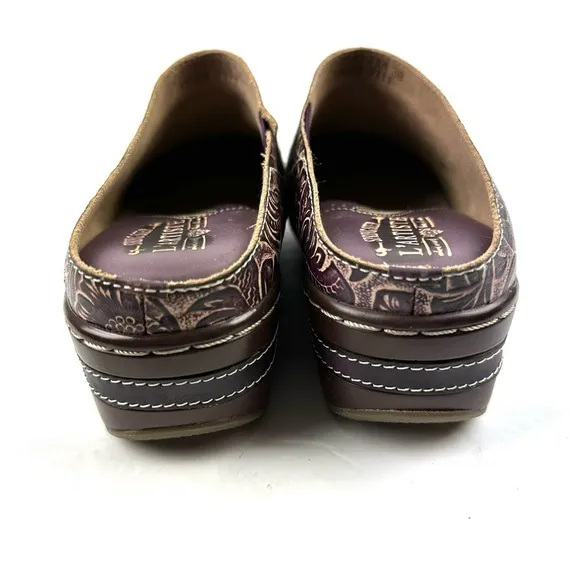 L'artiste Spring Step Zigino Shoes 38 Wool Leather Colorful Slip On Mules Womens