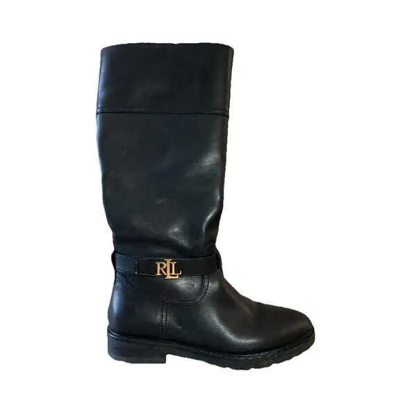 Lauren Ralph Lauren Women’s Everly Riding Boots Size 6B Black Leather equestrian