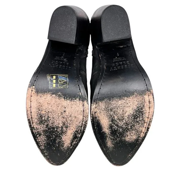 Liberty Black Women’s Black Embroidered Side Zip Ankle Boots Size 7