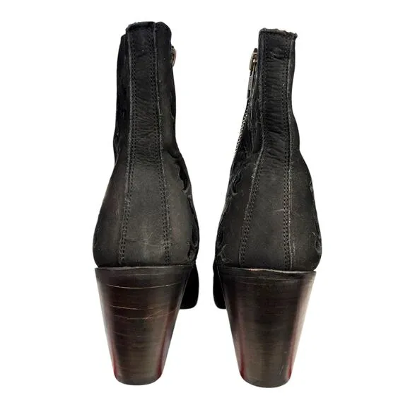 Liberty Black Women’s Black Embroidered Side Zip Ankle Boots Size 7