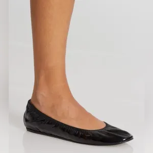 Like New Lanvin Black Patent Leather Ballerina Flats, size 37.5