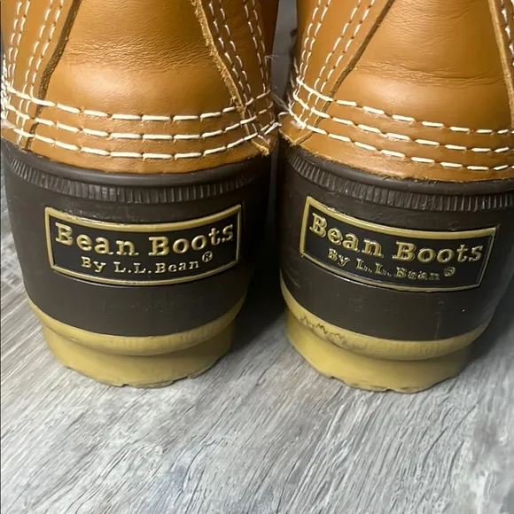LL Bean Brown and Tan Rain &amp; Snow Boots with Lace-Up Design