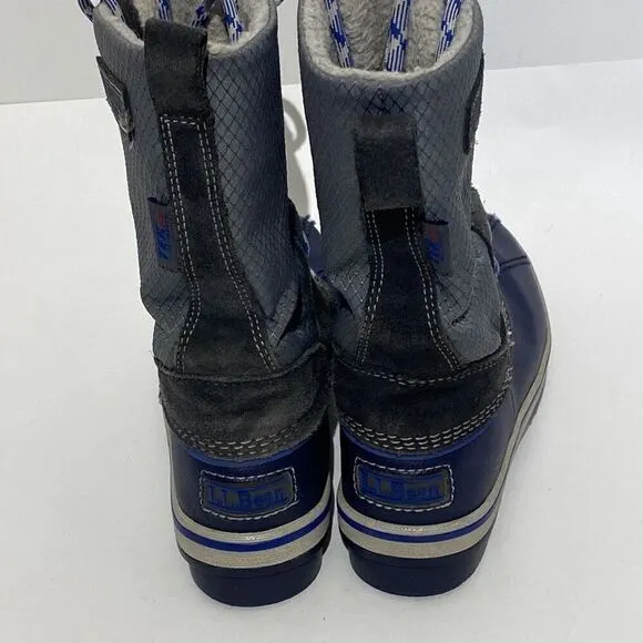 L.L. Bean Kids' Blue TEK 2.5  Waterproof Primaloft 200 Lace Up Snow Boots Sz 12