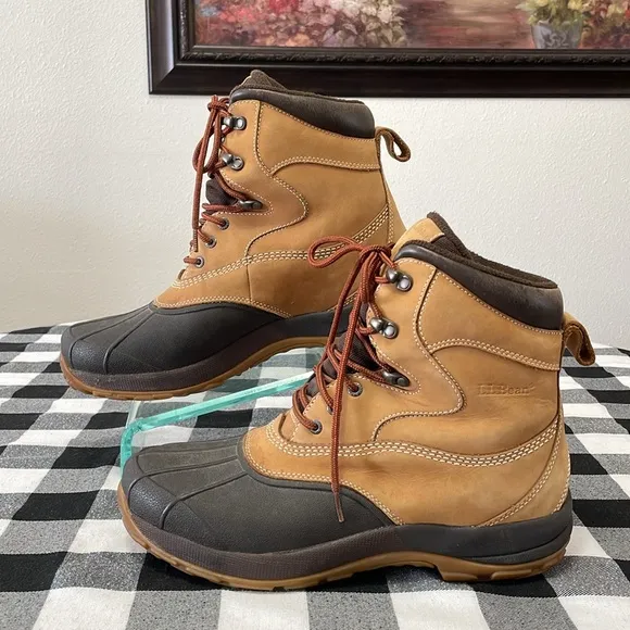 L.L. Bean Leather Rugged Snow Boot Primaloft 200 Gram Insulation Men 12  Medium