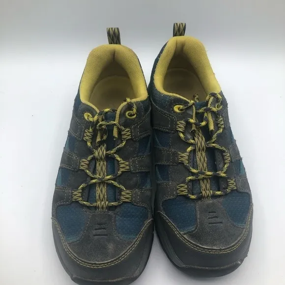 LL Bean Low Top Trail Blue Black Yellow Hiking Shoes Boy's Size 6 Sneaker