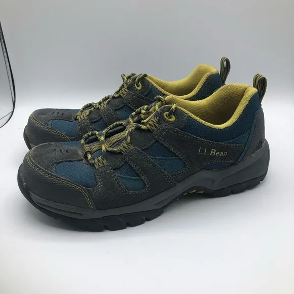 LL Bean Low Top Trail Blue Black Yellow Hiking Shoes Boy's Size 6 Sneaker
