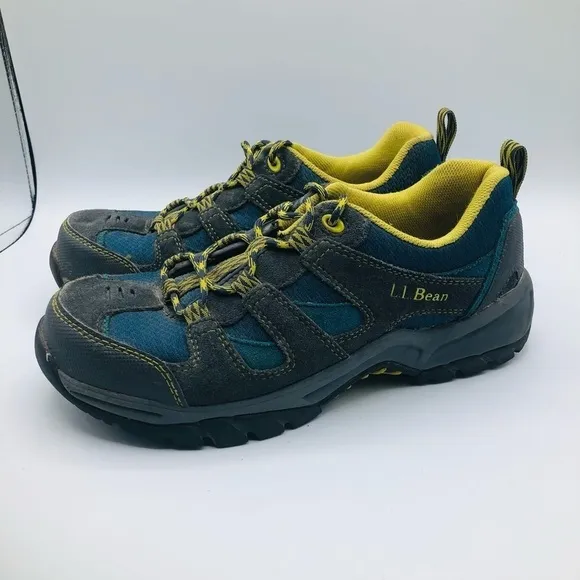 LL Bean Low Top Trail Blue Black Yellow Hiking Shoes Boy's Size 6 Sneaker